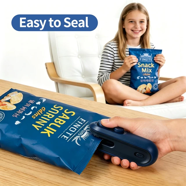 Alt view image 4 of 7 - Mini Bag Sealer, 2 in 1 Heat Sealers with Cutter and Magnet | Portable Handheld Chip Bag Sealers, Rechargeable Plastic Sealers for Snacks & Food Storage