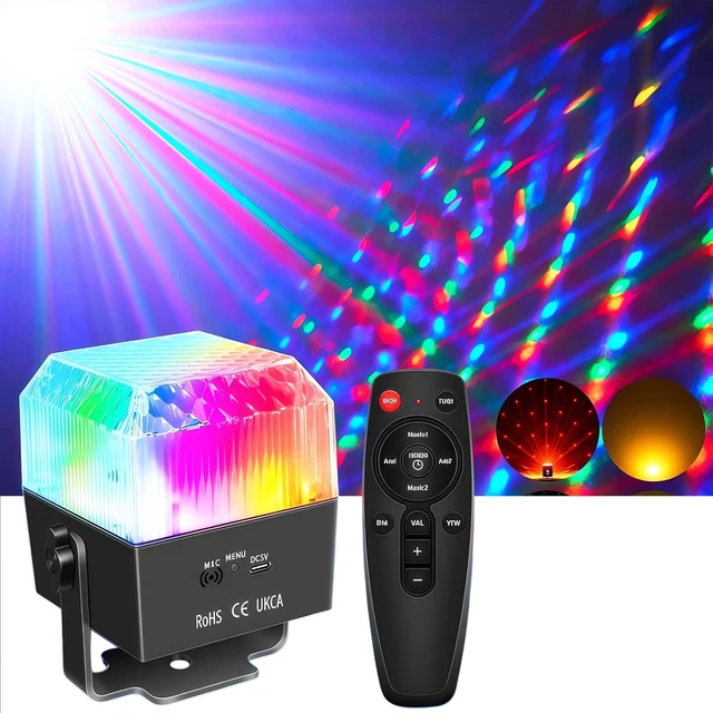 Main image of Mini Disco Ball Party Light with Remote | Sound Activated RGB LED Strobe Light, Disco Ball Light, Disco Lights for Room, Bedroom, Kids Room, Birthday and Holiday Decor