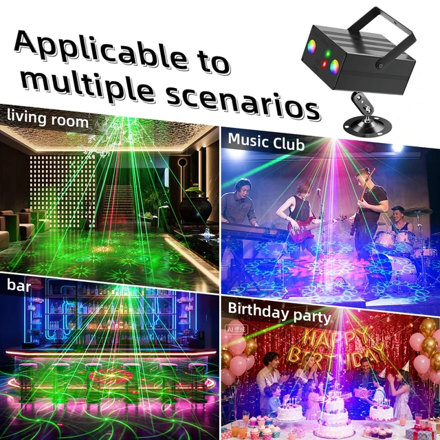 Alt view image 2 of 7 - Party Disco Ball Light Dj RGB Strobe Lights LED Projector | Sound Activated Stage Lights rave lights for Parties Xmas Club Bar Gift Birthday Rave, Film Stage Lighting Apparatus.