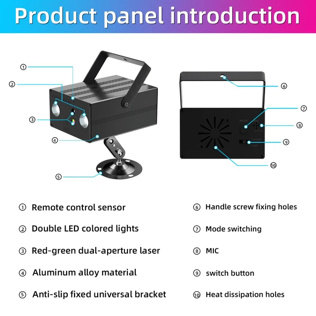 Alt view image 7 of 7 - Party Disco Ball Light Dj RGB Strobe Lights LED Projector | Sound Activated Stage Lights rave lights for Parties Xmas Club Bar Gift Birthday Rave, Film Stage Lighting Apparatus.