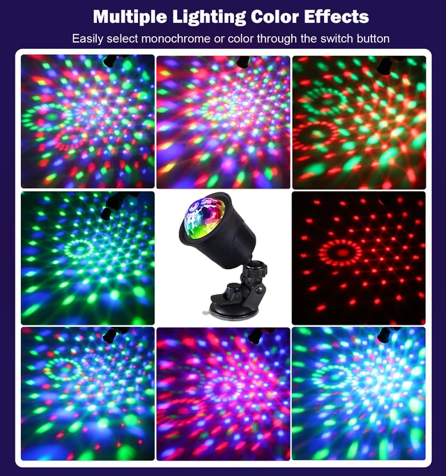 Alt view image 2 of 7 - 2-Pack Rechargeable Disco Ball Light Indoor Sound Activated Party Lights | Portable Party Lights Disco Ball Lights USB for Home Car Room Dance Gifts Birthday Karaoke Halloween Christmas Decorations