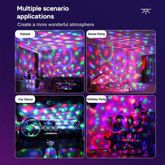 Alt view image 4 of 7 - 2-Pack Rechargeable Disco Ball Light Indoor Sound Activated Party Lights | Portable Party Lights Disco Ball Lights USB for Home Car Room Dance Gifts Birthday Karaoke Halloween Christmas Decorations