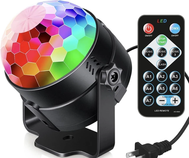 Main image of LED Party Light, Sound Activated with Remote Control, 7 Color Modes, 3.27-inch
