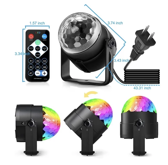 Alt view image 3 of 4 - LED Party Light, Sound Activated with Remote Control, 7 Color Modes, 3.27-inch