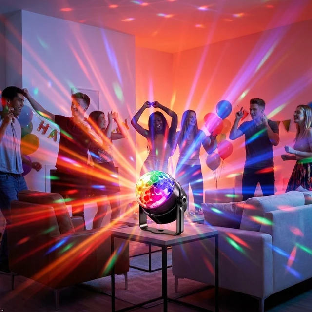 Alt view image 3 of 7 - LED Disco Ball Light, Remote Control Rotating Stage Party Light, Color Changing DJ Strobe Lamp, Home Dance Room Birthday Halloween Christmas New Year Karaoke Festival Decor, 2 Pack