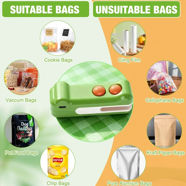 Alt view image 4 of 7 - 2PCS Bag Sealer,2 in 1 Mini Bag Sealer with Cutter and Magnet,Rechargeable Bag Sealer Handheld,Portable Heat Sealer for Plastic Snack & Chip Bags,Food Saver, Kitchen Storage Gadgets
