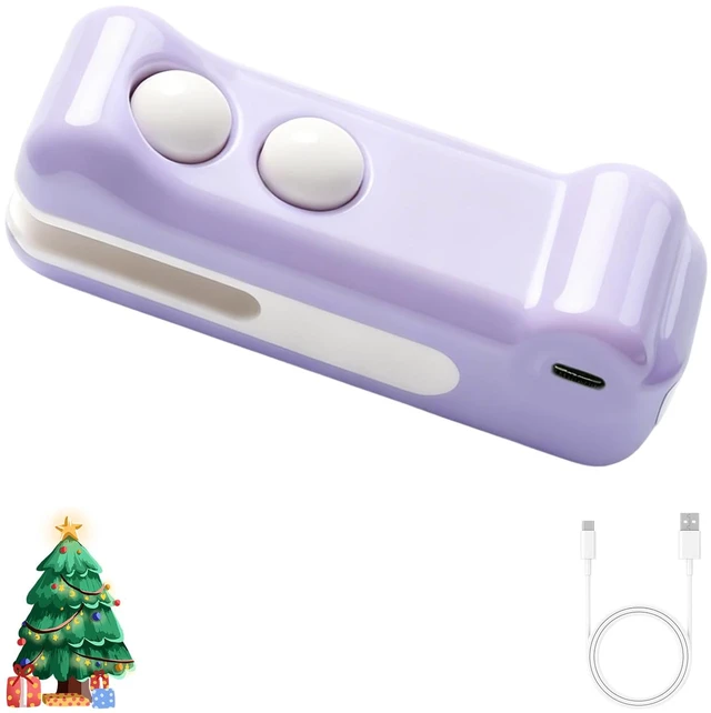 Main image of 2 in 1 Mini Bag Sealer with Cutter and Magnet,2025 New Handheld Rechargeable Bag Sealer, Small Package Sealer for Snack Plastic Bags Chip Food Storage Travel (purple)