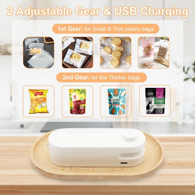 Alt view image 4 of 6 - 2-in-1 Bag Sealer with Cutter & Magnet, Rechargeable Mini Heat Sealing Machine for Chips, Snacks, Food Storage, Portable Handheld Sealer with Dual Temperature Settings, for Kitchen, Travel, Camping