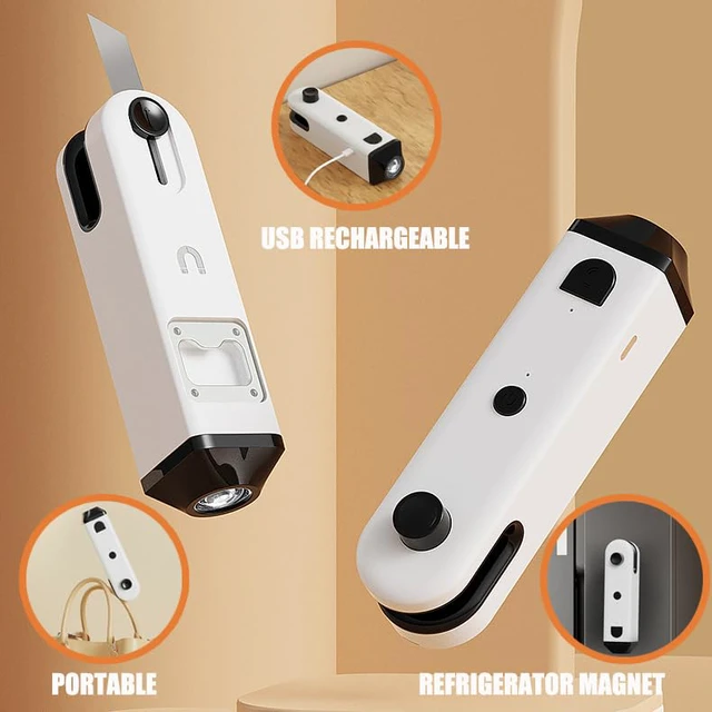Alt view image 5 of 6 - 5 in 1 Mini Bag Sealer with Cutter, Flashlight & Bag Opener&corkscrew, USB C Rechargeable Handheld Heat Sealer with Magnet, Portable Resealer for Plastic Snack Bags Food Storage