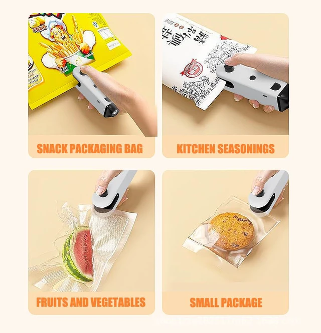 Alt view image 6 of 6 - 5 in 1 Mini Bag Sealer with Cutter, Flashlight & Bag Opener&corkscrew, USB C Rechargeable Handheld Heat Sealer with Magnet, Portable Resealer for Plastic Snack Bags Food Storage