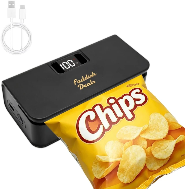 Main image of Mini Bag Sealer, Rechargeable Heat Sealer and Cutter, 4.7" | Portable Bags Sealer with LED Power Display & 6 Adjustable Gears, Press and Seal for Chips Snacks Mylar Plastic Bags