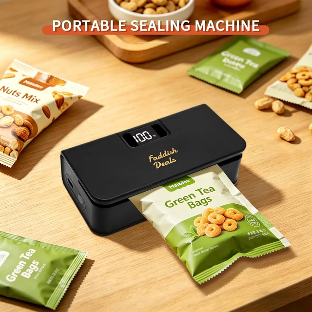 Alt view image 2 of 7 - Mini Bag Sealer, Rechargeable Heat Sealer and Cutter, 4.7" | Portable Bags Sealer with LED Power Display & 6 Adjustable Gears, Press and Seal for Chips Snacks Mylar Plastic Bags