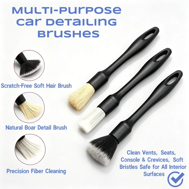 Alt view image 2 of 7 - 9 Pcs Car Detailing Brushes Kit, Car Interior Cleaning Tool with Cleaning Gel