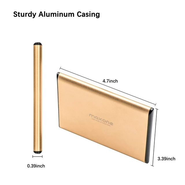 Alt view image 2 of 6 - 500GB Ultra Slim Portable External Hard Drive HDD USB 3.0 Compatible | with PC, Laptop - Gold