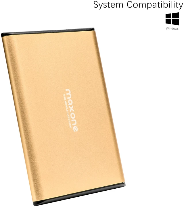 Alt view image 3 of 6 - 500GB Ultra Slim Portable External Hard Drive HDD USB 3.0 Compatible | with PC, Laptop - Gold