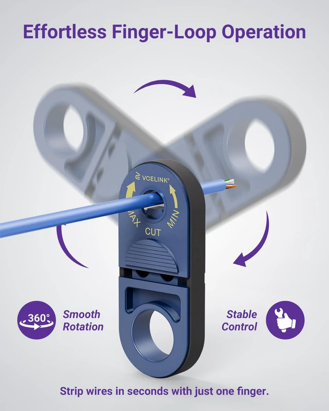 Alt view image 3 of 7 - Self-Adjusting Wire Stripper Tool, Network & Coax Cable Stripper | Mini Stripping Tool, Ideal for Cat5e Cat6 RG59 RG6 Safe Precise Cut.