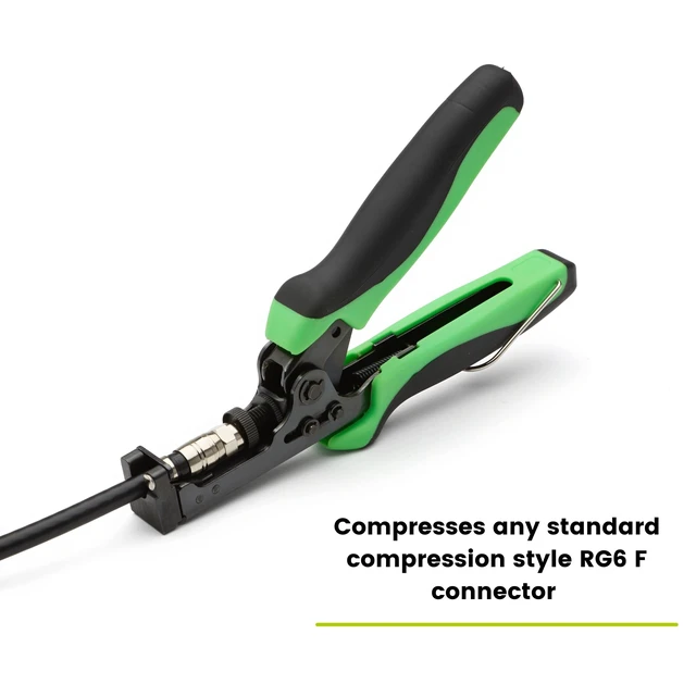 Alt view image 4 of 6 - F Connector Compression Tool, Adjustable for RG6, RG 6 Quad Shield, & RG59 F-Connectors, Coax Cable Crimper
