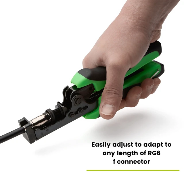 Alt view image 5 of 6 - F Connector Compression Tool, Adjustable for RG6, RG 6 Quad Shield, & RG59 F-Connectors, Coax Cable Crimper