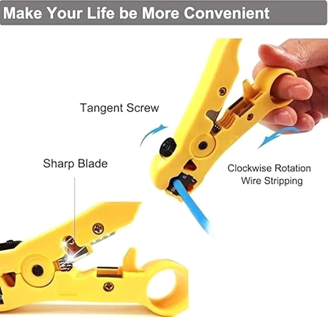 Alt view image 6 of 7 - Coax Cable Crimper Tool Kit, RG6 RG59 Coaxial Compression Tool | Adjustable Coax Crimper for RG6 RG59 RG11, Coaxial Cable Stripper, RG6 and RG59 Connectors, Female to Female Connectors