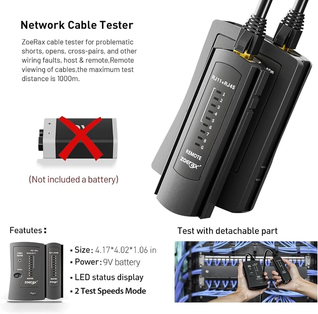 Alt view image 4 of 7 - RJ45 Pass-Through Crimping Tool Kit for Cat7/Cat6/Cat5 | Includes 60V PoE Cable Tester, 2PCS Wire Stripper, Cutter,Screwdrivers 30PCS Cat7 Connectors & Strain Relief Boots.