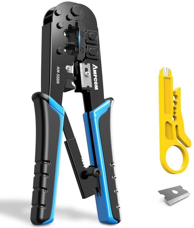 Main image of RJ45 Crimping Tool, 8P/6P-RJ11, RJ12 Crimper Cutter Stripper AM-568R