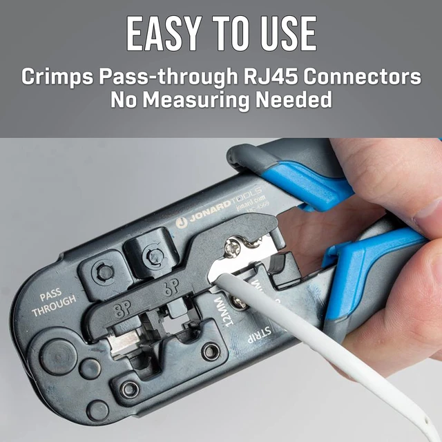 Alt view image 2 of 6 - UC-4569 Pass-Through 6-in-1 Modular All-in-One Cut, Strip, and Crimping Tool for Video, Telecom, Datacom and More, Blue