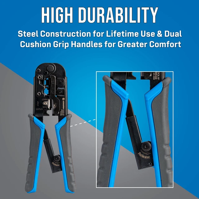 Alt view image 6 of 6 - UC-4569 Pass-Through 6-in-1 Modular All-in-One Cut, Strip, and Crimping Tool for Video, Telecom, Datacom and More, Blue