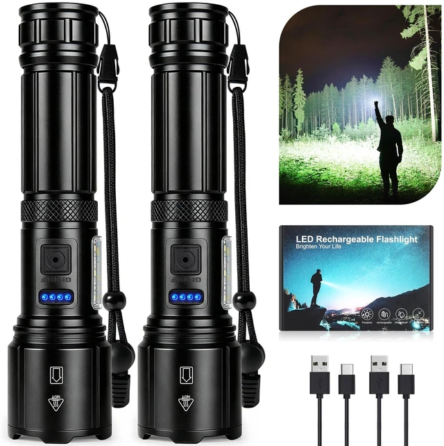 Main image of Rechargeable LED Flashlights High Lumens, 99,000 Lumens Bright Flashlight 7 Modes with COB Work Light, Powerful Flash Light for Home Camping Outdoor Emergency