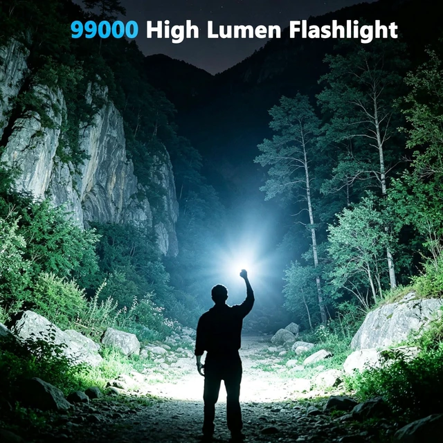Alt view image 2 of 7 - Rechargeable LED Flashlights High Lumens, 99,000 Lumens Bright Flashlight 7 Modes with COB Work Light, Powerful Flash Light for Home Camping Outdoor Emergency