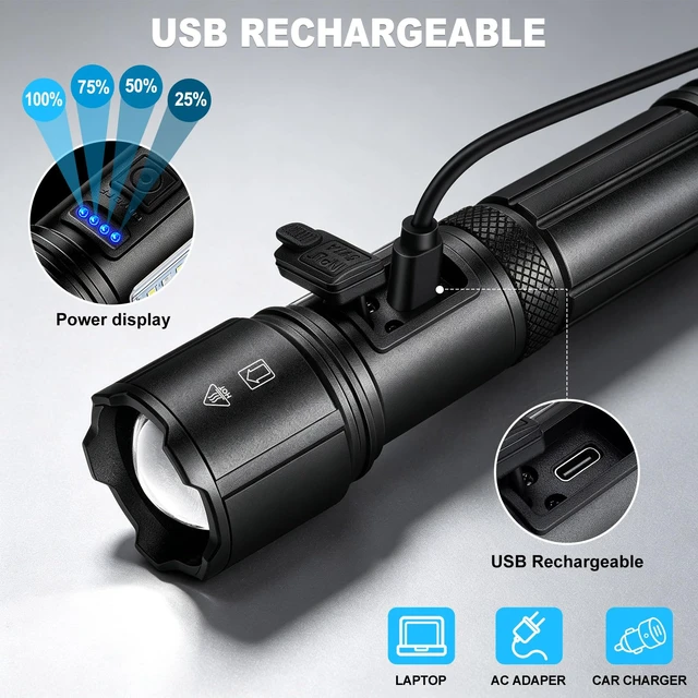 Alt view image 3 of 7 - Rechargeable LED Flashlights High Lumens, 99,000 Lumens Bright Flashlight 7 Modes with COB Work Light, Powerful Flash Light for Home Camping Outdoor Emergency