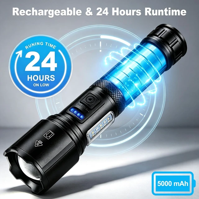 Alt view image 4 of 7 - Rechargeable LED Flashlights High Lumens, 99,000 Lumens Bright Flashlight 7 Modes with COB Work Light, Powerful Flash Light for Home Camping Outdoor Emergency