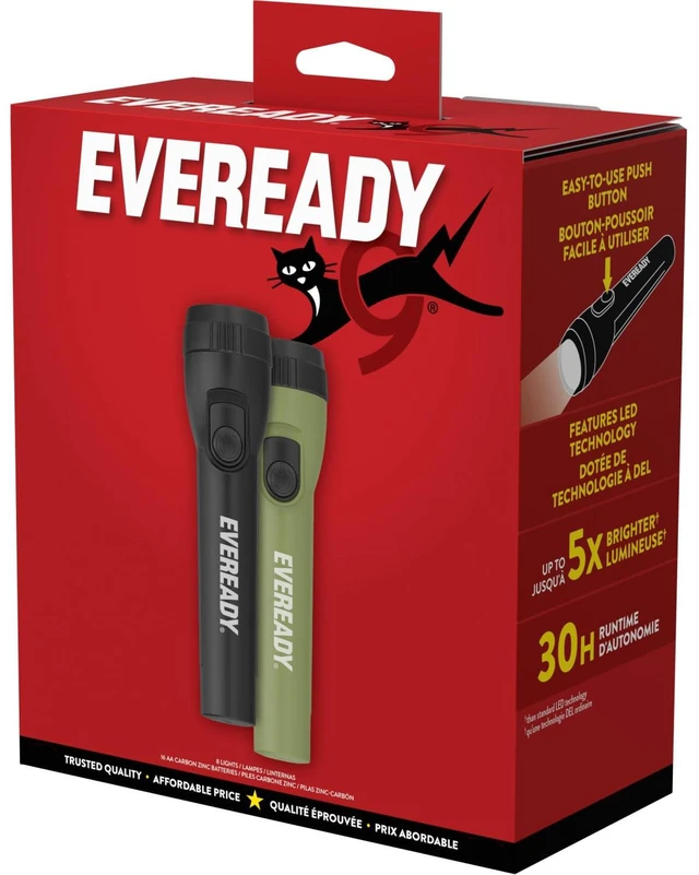 Alt view image 7 of 7 - LED Flashlight, Survival Gear and Camping Essentials, 8-Pack | Bulk flashlights for home, flashlights for emergencies and outages, non-slip grip, AA batteries Included, forest green/black