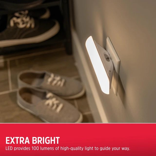 Alt view image 4 of 7 - Ultrabrite LED Light Bar, Night Light Plug into Wall | 100 Lumens, On Auto Off Switch, Bright Plug in Nightlight for Adults, Hallway, Garage, Utility Rooms and More