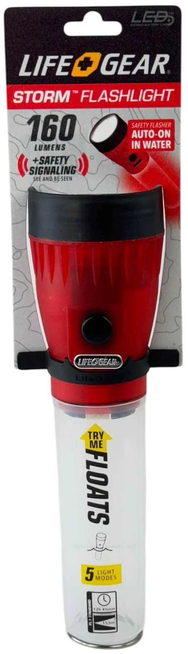 Alt view image 2 of 5 - LED Flashlight with Glow Handle, Emergency Flasher and Storage Compartment, RED,White/Red