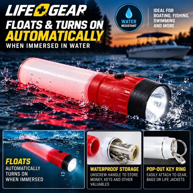 Alt view image 5 of 5 - LED Flashlight with Glow Handle, Emergency Flasher and Storage Compartment, RED,White/Red