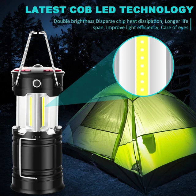 Alt view image 2 of 6 - 4 Pack Camping Lanterns Camping Essentials Tent Lights Camping Accessories | 2-in-1 Rechargeable Lantern, Hurricane Lights LED Lantern with Flashlight & Magnet Base for Camping, Hiking,Emergency
