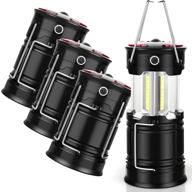 Main image of 4 Pack Camping Lanterns Camping Essentials Tent Lights Camping Accessories | 2-in-1 Rechargeable Lantern, Hurricane Lights LED Lantern with Flashlight & Magnet Base for Camping, Hiking,Emergency