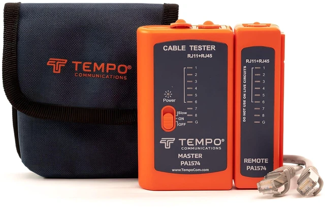 Main image of PA1574 RJ45 Network Cable Tester, Ethernet Cable Tester, Cat5 Cable Tester for RJ11, RJ12 | CAT5E, CAT6 (Professional Grade)