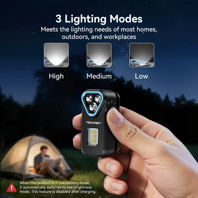 Alt view image 5 of 7 - EDC Flashlight Clip-on Light, Rechargeable Mini Pocket Flashlight | 650 Lumens, 7 Lighting Modes, Magnetic Flash Lights, IPX6 Waterproof, Small Keychain Light for Outdoor or Home Emergencies