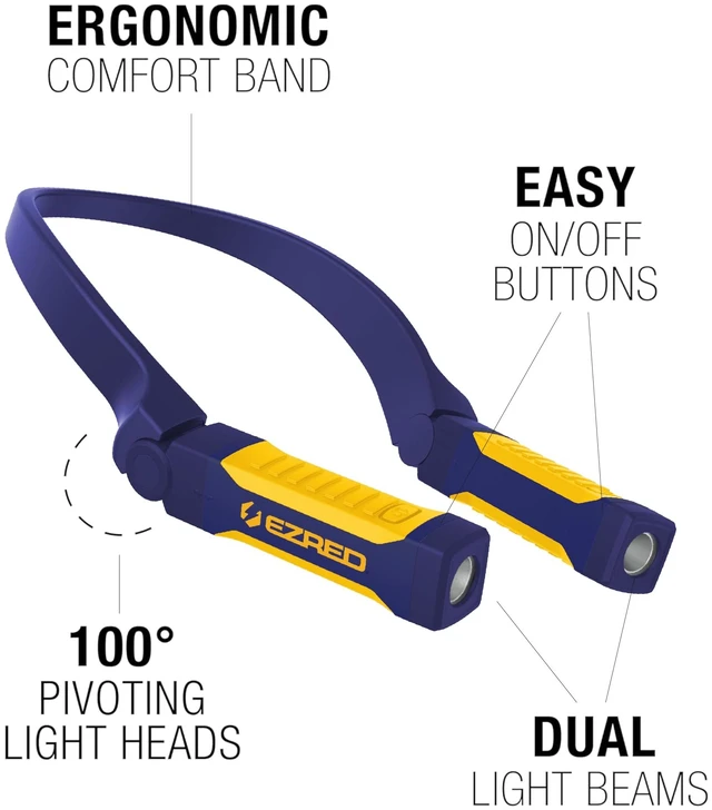 Alt view image 4 of 5 - Bright NP20 Anywear Neck Light for Hands-Free Lighting, Blue and Yellow, Perfect Light for Mechanics, Camping, Hunting, DIY Projects, Reading