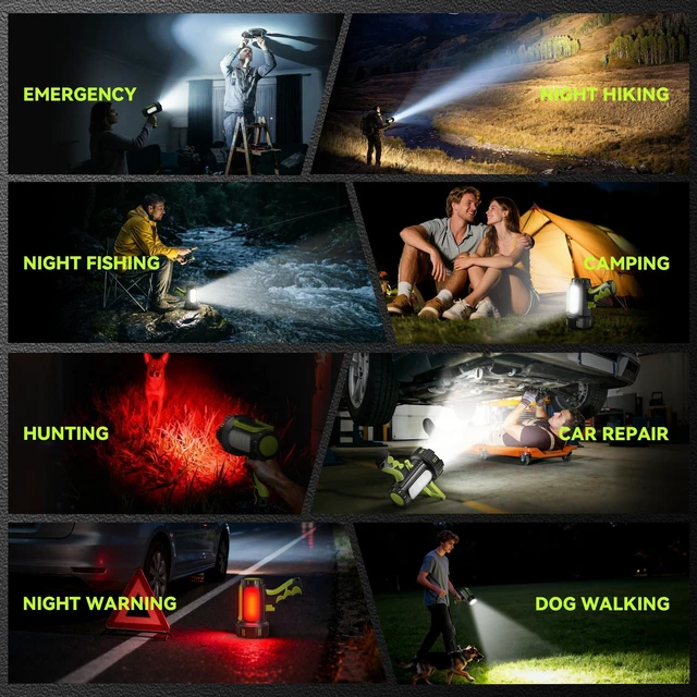 Alt view image 5 of 7 - Rechargeable Spotlight Flashlight, 100000 High Lumens Searchlight | IP68 Battery Powered Large Flashlights, Super Bright Handheld LED Spotlights for Hurricanes, Emergencies, Camping and Boating