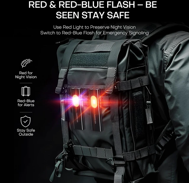 Alt view image 7 of 7 - EDC Flat Flashlight Rechargeable, 1000 Lumens Pocket Flashlight with White LED,UV and Red Light, 10 Modes Small Flash Light with Magnetic Base, USB-C Charging, Waterproof for Outdoors, Emergency, Work