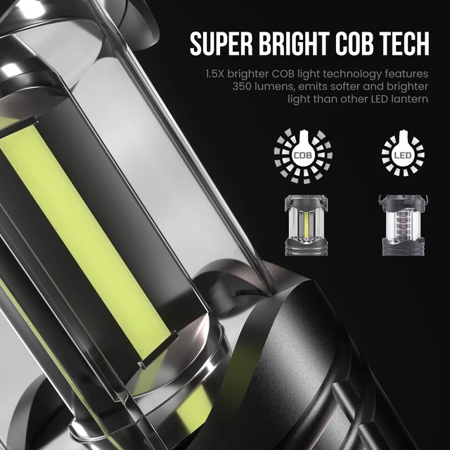 Alt view image 3 of 6 - LED Camping Lantern, 4 Pack Battery Powered Flashlight for Power Outages, Portable Collapsible Hanging Light Essential for Home, Outdoor, Emergency Lamp Survival Kit Gear for Hurricane, Black