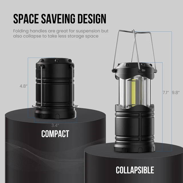 Alt view image 2 of 6 - LED Camping Lantern, 4 Pack Battery Powered Flashlight for Power Outages, Portable Collapsible Hanging Light Essential for Home, Outdoor, Emergency Lamp Survival Kit Gear for Hurricane, Black