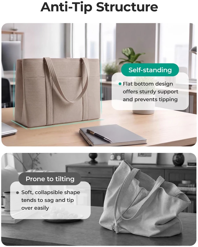 Alt view image 7 of 7 - Tote Bag for Women with Compartments Work Tote Bag with Zipper | 21.5L Shoulder Handbag with Inner 40oz Tumbler Pocket, Fits 15.6" Laptop, Open-top Compartment for College Teacher Nurse