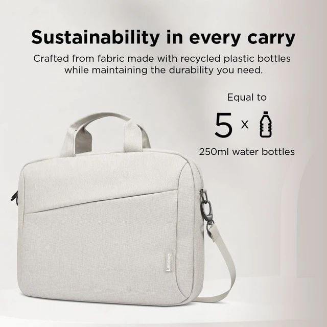 Alt view image 5 of 7 - 16" Laptop Bag T210 (ECO), Water-Resistant Laptop Sleeve Case with EVA Protective Padding, Dual Compartments, Travel Strap, Eco-Friendly Recycled Material, Fits Up to 16-Inch Laptops, Beige