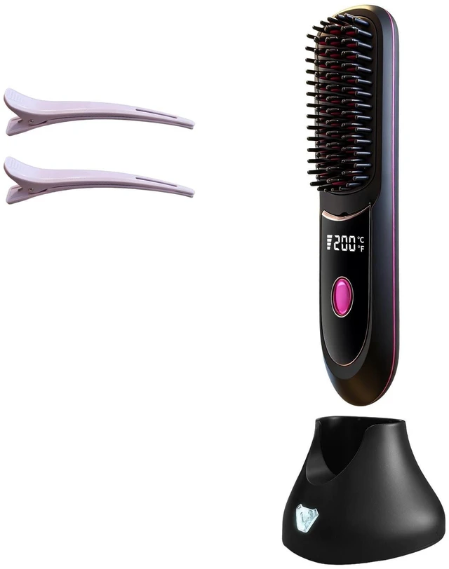 Main image of Go Brush Pro 2026 Cordless Portable Hair Straightener Brush | USB Rechargeable Fast Heating with 3 Temperature Settings & LED Display, Mini Portable Hairs Brush for Home and Travel