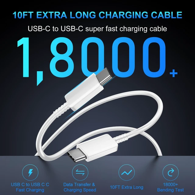 Alt view image 5 of 7 - iPhone 18 Pro Max Charger Fast Charging,60W iPhone Duo USB C Super Charger For New iPhone 18 Charger with 10 FT Long Type C Fast Charging Cable Cord for iPhone 18 Pro Max/Pro/Duo/17/16/ProMax/Pro/S26