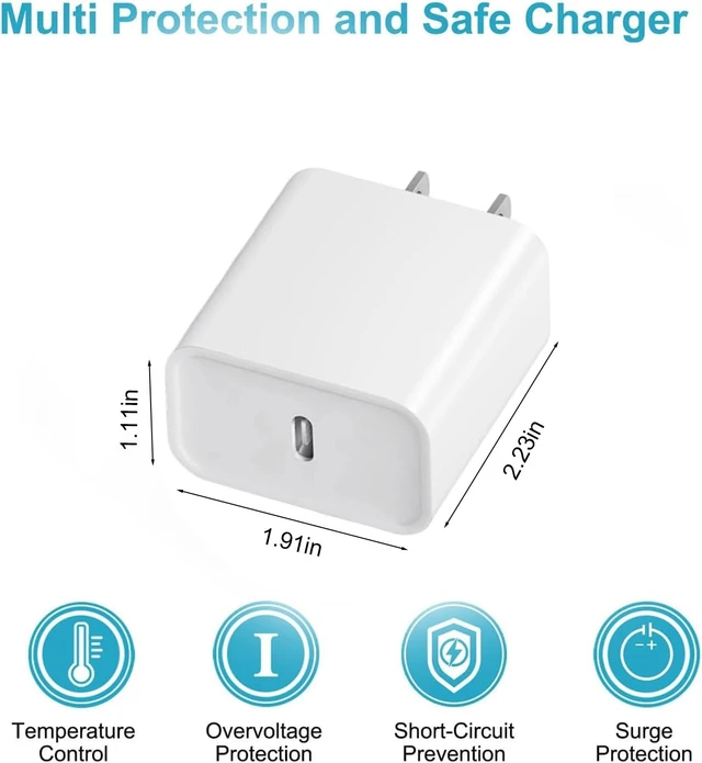 Alt view image 5 of 6 - Type C Charger Fast Charging4 Pack USB C Charger Block20W Type C Fast Wall Charge Power Adapter for i Phone 17/17 Plus/17 Pro/16/16 Plus/16 Pro/15/15 Plus/15 Pro/S25/S24 and More