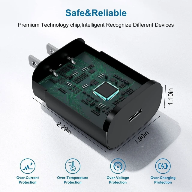 Alt view image 7 of 7 - 25W Type C Charger, 4-Pack Type C Fast Charging Block, with 6ft Cable Compatible Galaxy S25 S24 S23 S22 S21 S20 S10 S9/i Phone 17/16/15